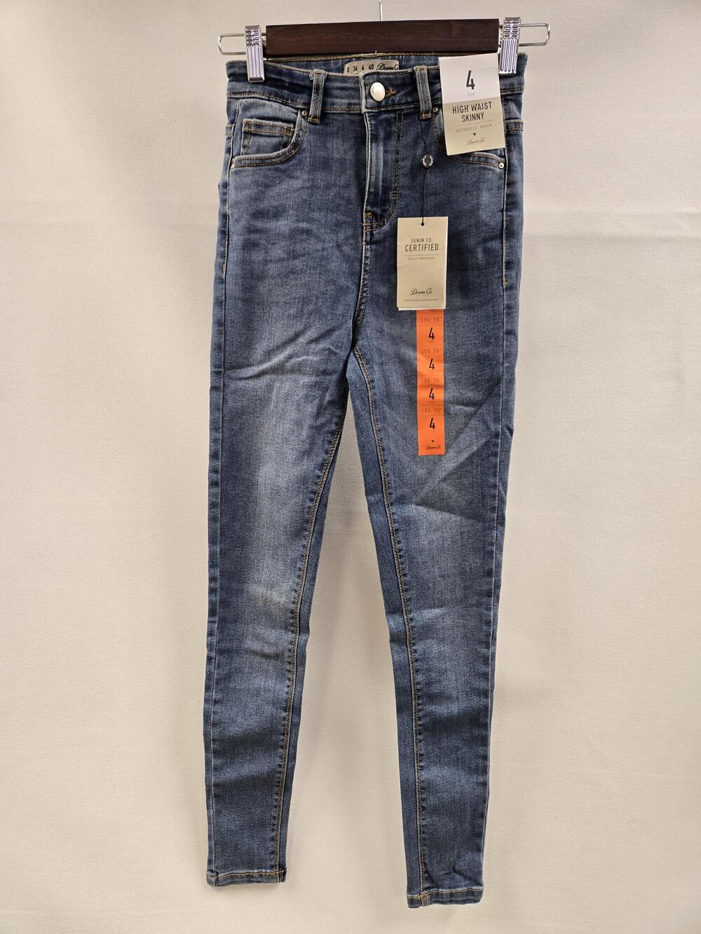 Denim Co Jeans Womens 4 High Waist Skinny Stretch Medium Wash Leg 30 Zip Fly